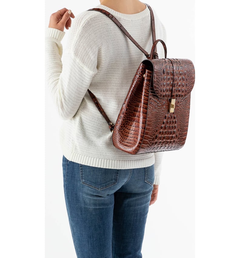 Brahmin Sadie Croc Embossed Leather Backpack