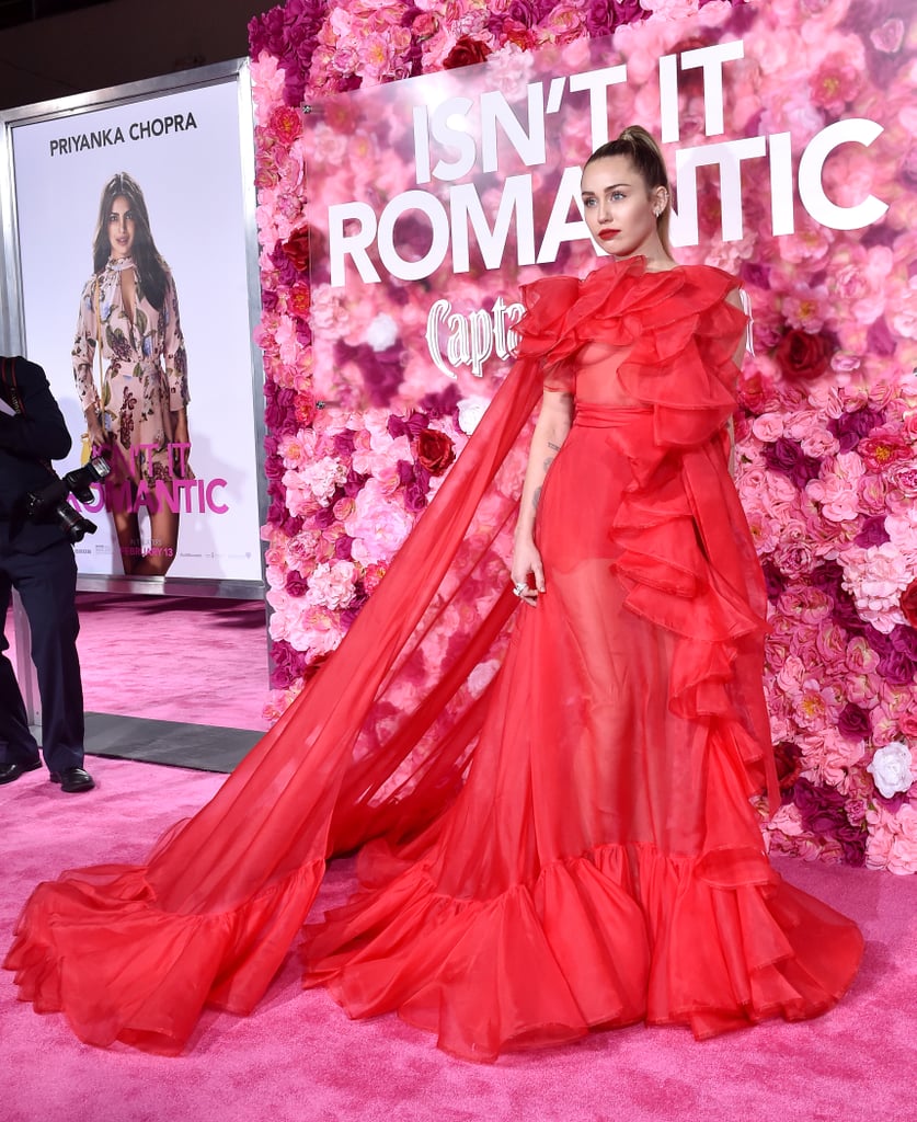 Miley Cyrus's Red Dress at Isn't It Romantic Premiere | POPSUGAR ...