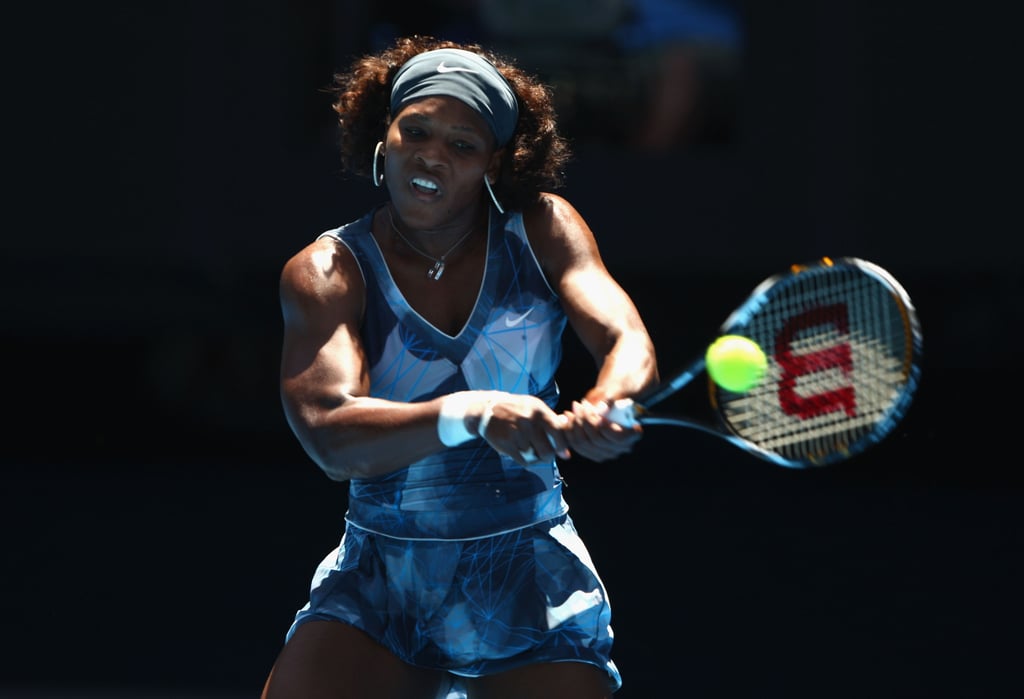 Serena Williams Wearing Bold Blue Print at the Australian Open in 2009
