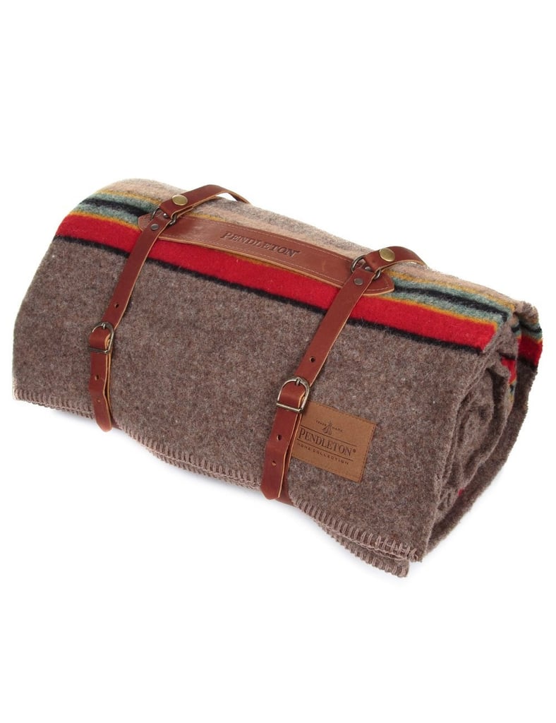 Pendleton Twin Wool Camp Blanket With Leather Carrier