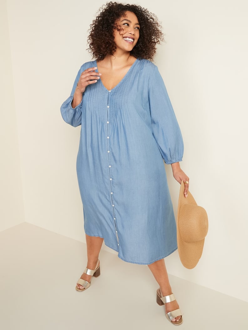 Old Navy  Plus-Size Tencel Button-Front Pintuck Swing Dress