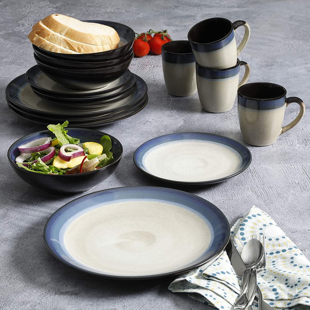 Gibson Elite Couture Bands Round Reactive Glaze Stoneware Dinnerware Set