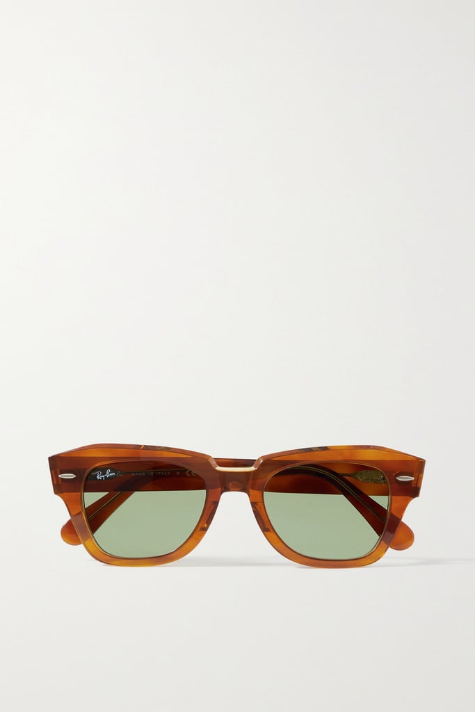Light brown State Street square-frame acetate sunglasses