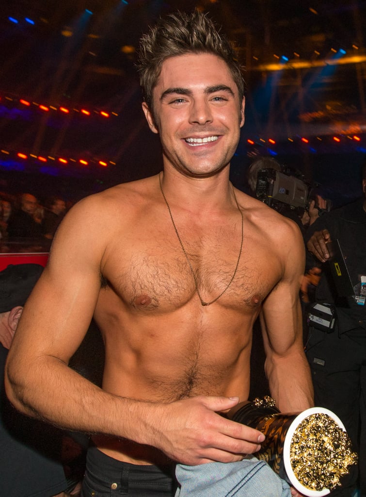 Zac Efron Shirtless at the MTV Movie Awards 2014