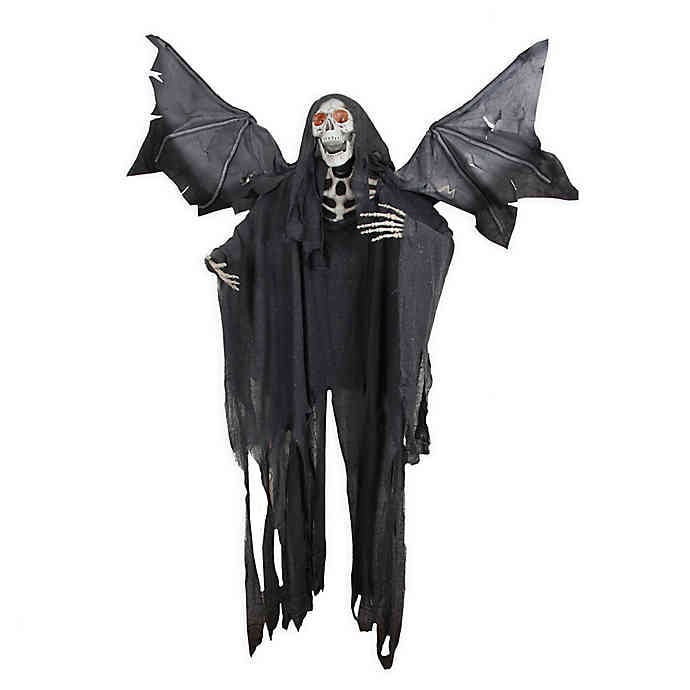 Northlight Skeletal Reaper With Red Glowing Eyes Halloween Decoration in Black