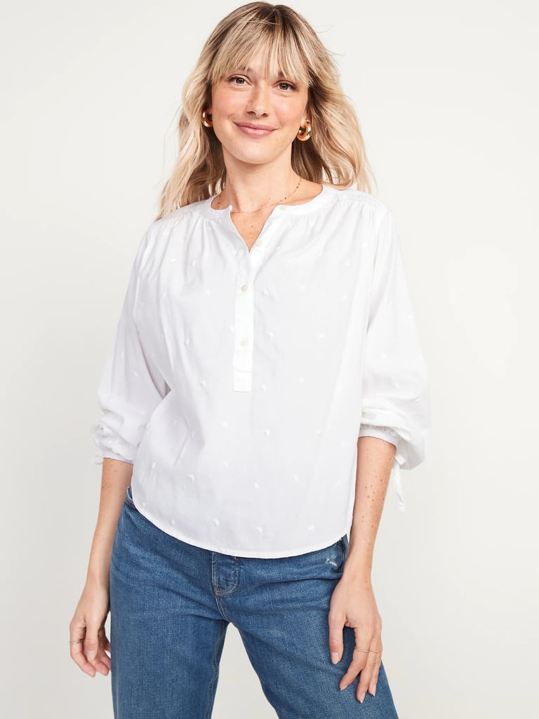 Old Navy Elbow-Sleeve Embroidered Blouse