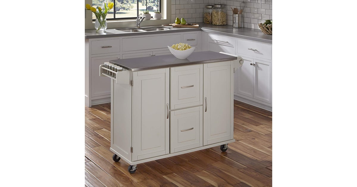 Patriot White Kitchen Cart With Stainless Steel Top by ...