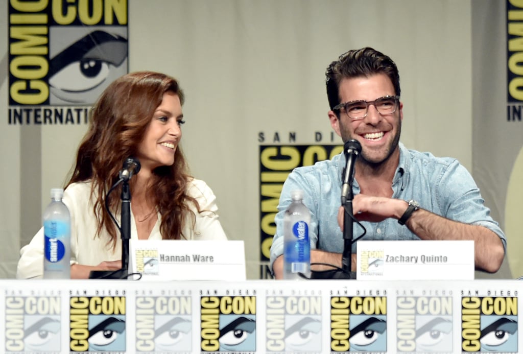 Zachary Quinto and Hannah Ware were all smiles at the Hitman: Agent 47 panel on Friday.