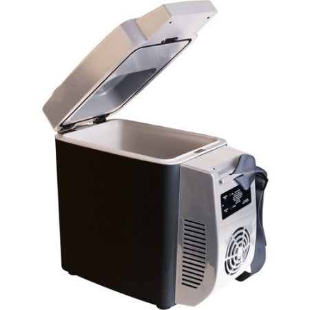 Many of us (especially vegans) bring homemade, prepped meals on the road. This little beauty helps keep your meals warm or cold. Such a great and useful idea! 
Wagan 7 Liter 12v Auto Personal Fridge/Warmer ($37)