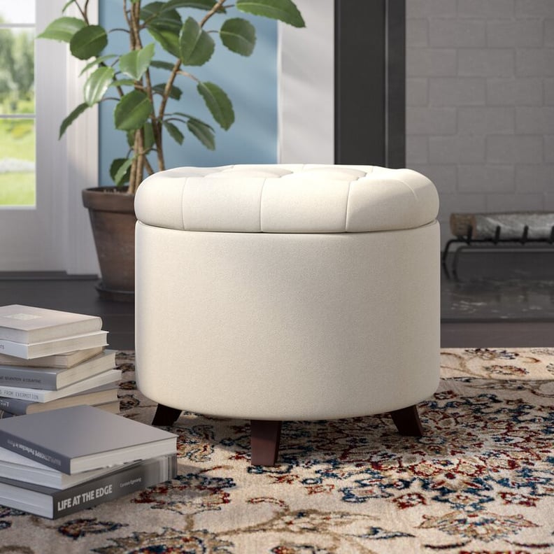 Vella 19.7'' Wide Tufted Round Storage Ottoman