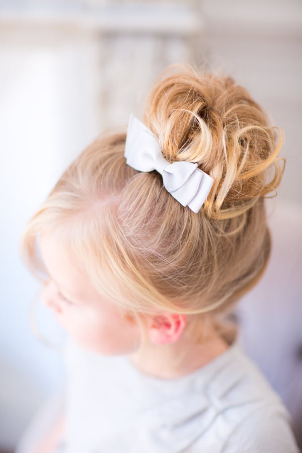Curled Sock Bun With a Bow