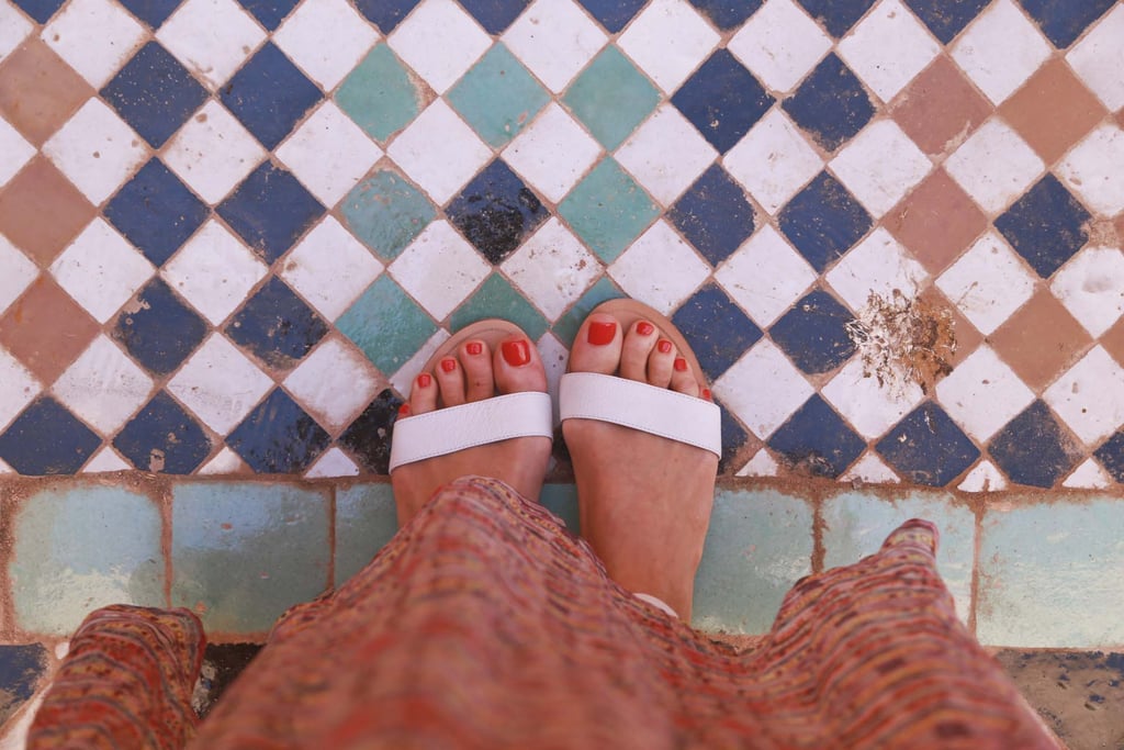 A travel must have: comfortable shoes or sandals. I wore these strappy white flats nearly every day on our trip, because they went with everything.