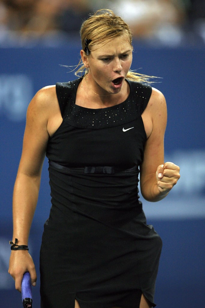 Maria Sharapova takes tennis fashion to a whole new level with this "Audrey Hepburn" inspired little black dress by Nike.