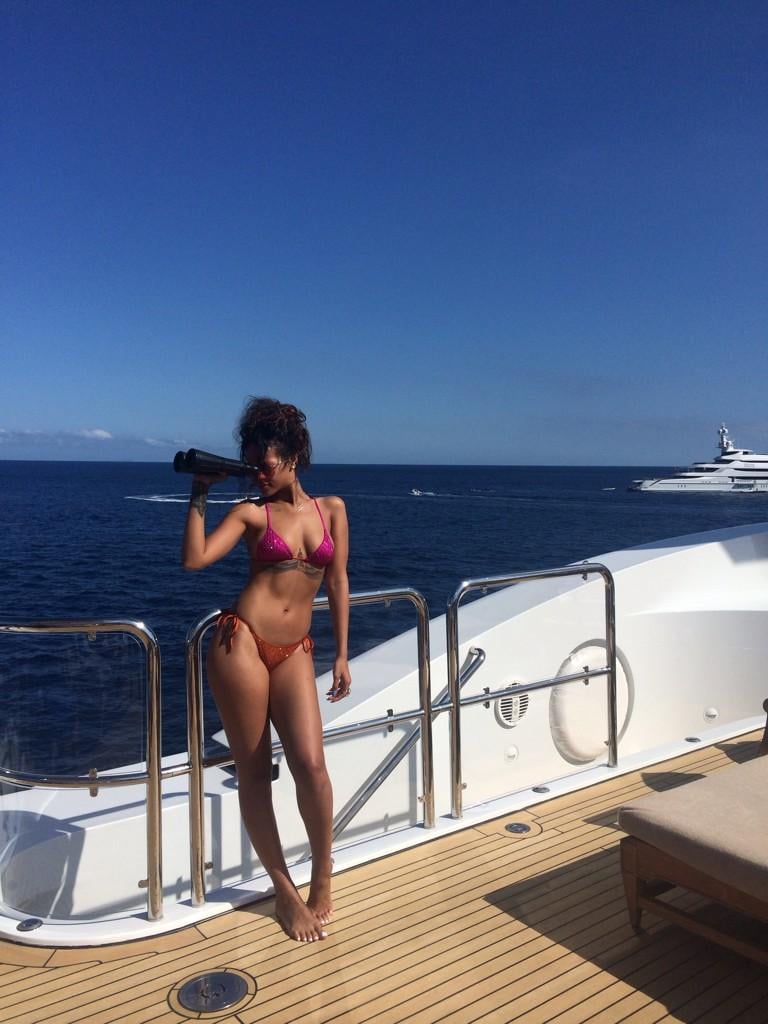 The singer struck sexy poses aboard a yacht in Italy.
