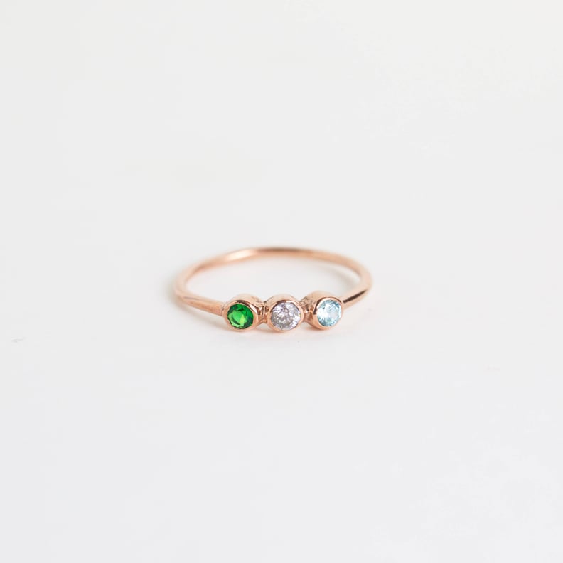 Birthstones Ring With Round Stones Straight Across