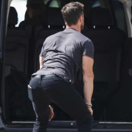Chris Hemsworth Stretching Before a Flight Sept. 2016