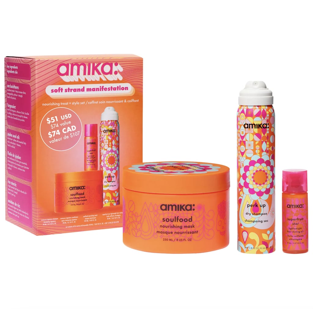 Amika Soft Strand Manifestation Nourishing Treat + Style Hair Gift Set ($35, originally $51)
This set features Amika's number one dry shampoo, nourishing mask, and hair oil that works for all hair types, from straight to coily. Made with ingredients like sea buckthorn and jojoba seed oil, your hair is bound to feel and look its most nourished.