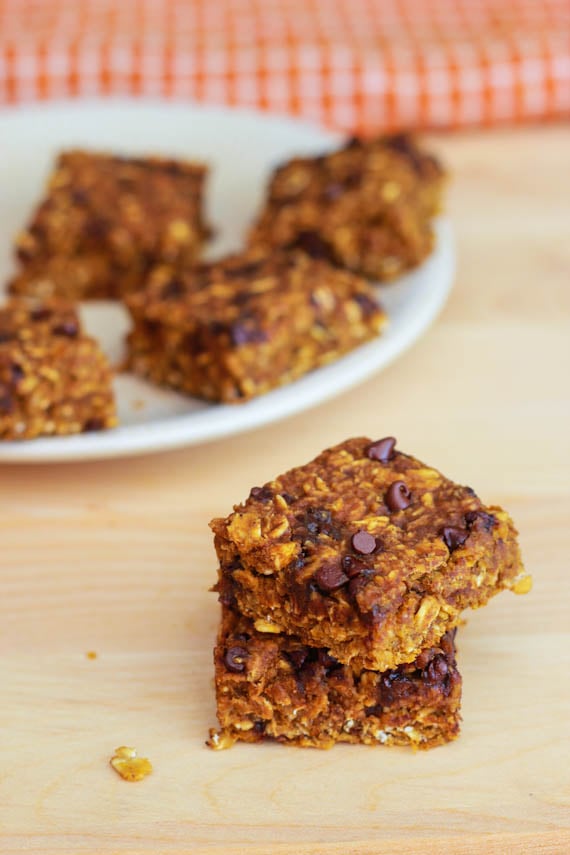 Pumpkin Chocolate Chip Oatmeal Bars