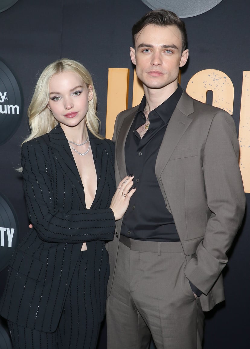 NEW YORK, NEW YORK - FEBRUARY 13: Dove Cameron and Thomas Doherty attend the Hulu's