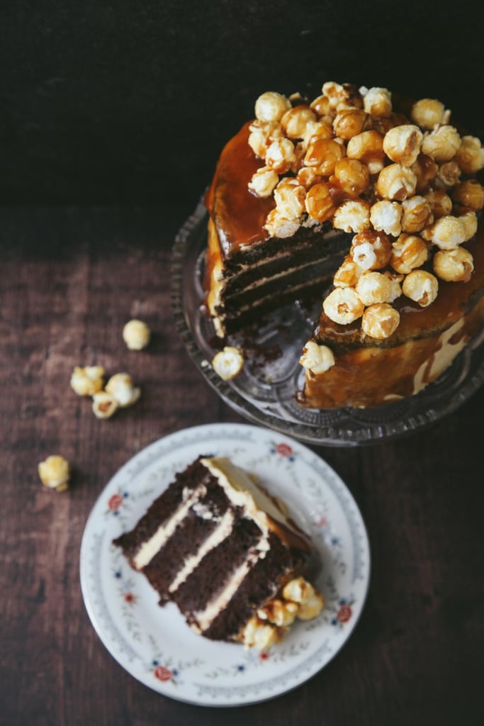 Vegan Chocolate Caramel Popcorn Cake