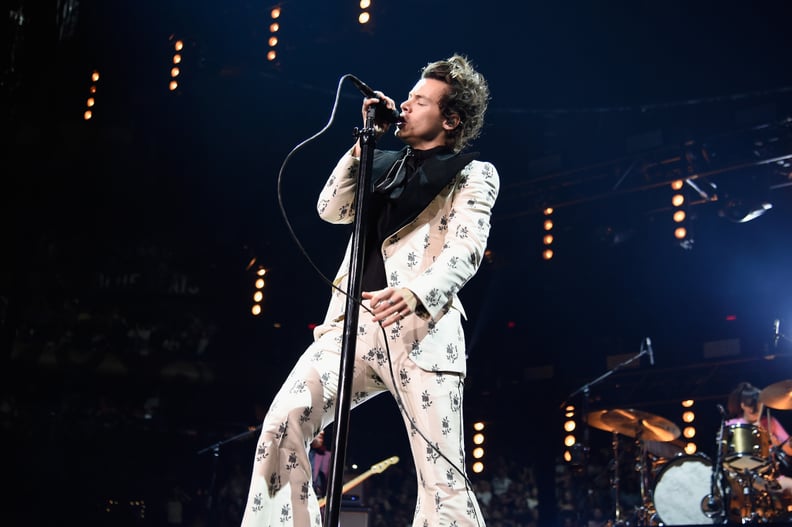 Harry Styles Wearing a Black-and-White Gucci Suit in 2018