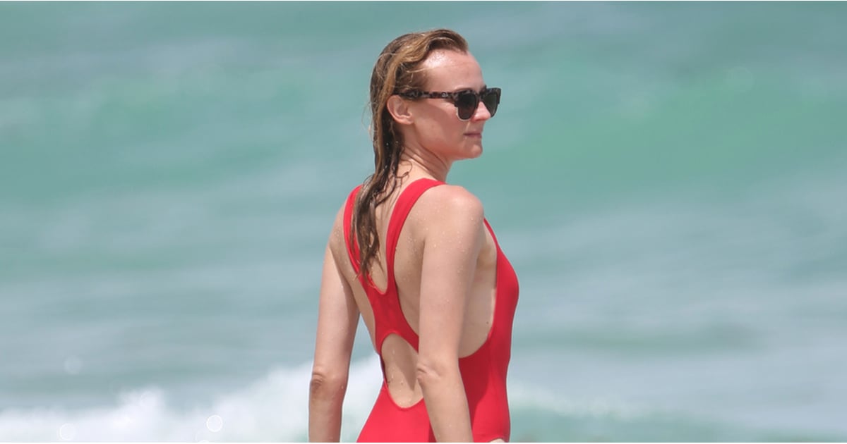 Diane Krugers Red One Piece Swimsuit Popsugar Fashion 