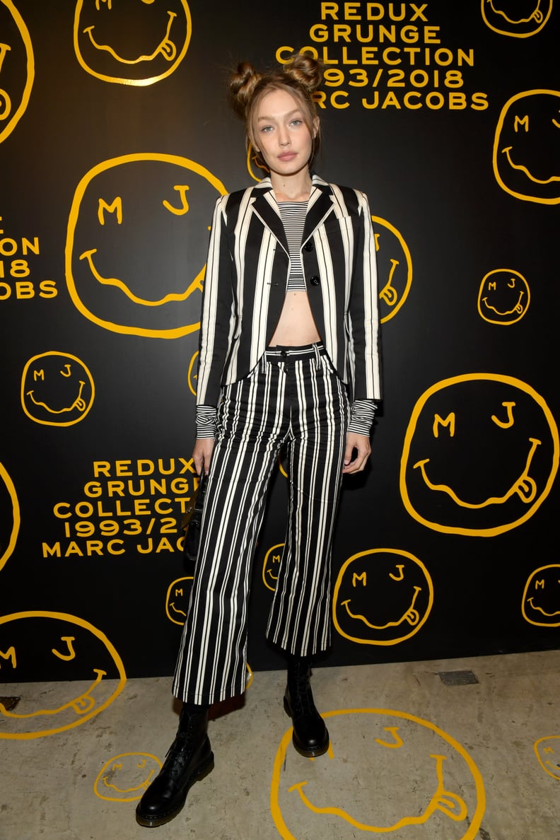 Gigi Worked Her Striped Marc Jacobs Suit From the Grunge Collection