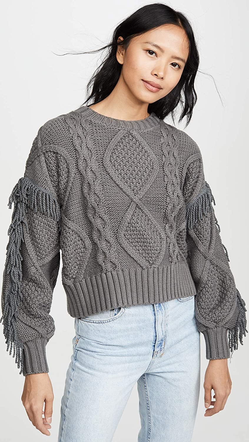 Line and dot fringe sweater shop