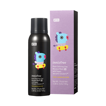 Innisfree BT21 Limited Pore Clearing Clay Mousse Mask 2X With Super Volcanic Clusters in Mang