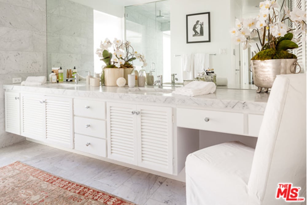 Talk about luxurious, the master bathroom features Carrera marble, a |  You'll Be Shocked at How Beautiful Jonah Hill's LA Home Is | POPSUGAR Home  Photo 6