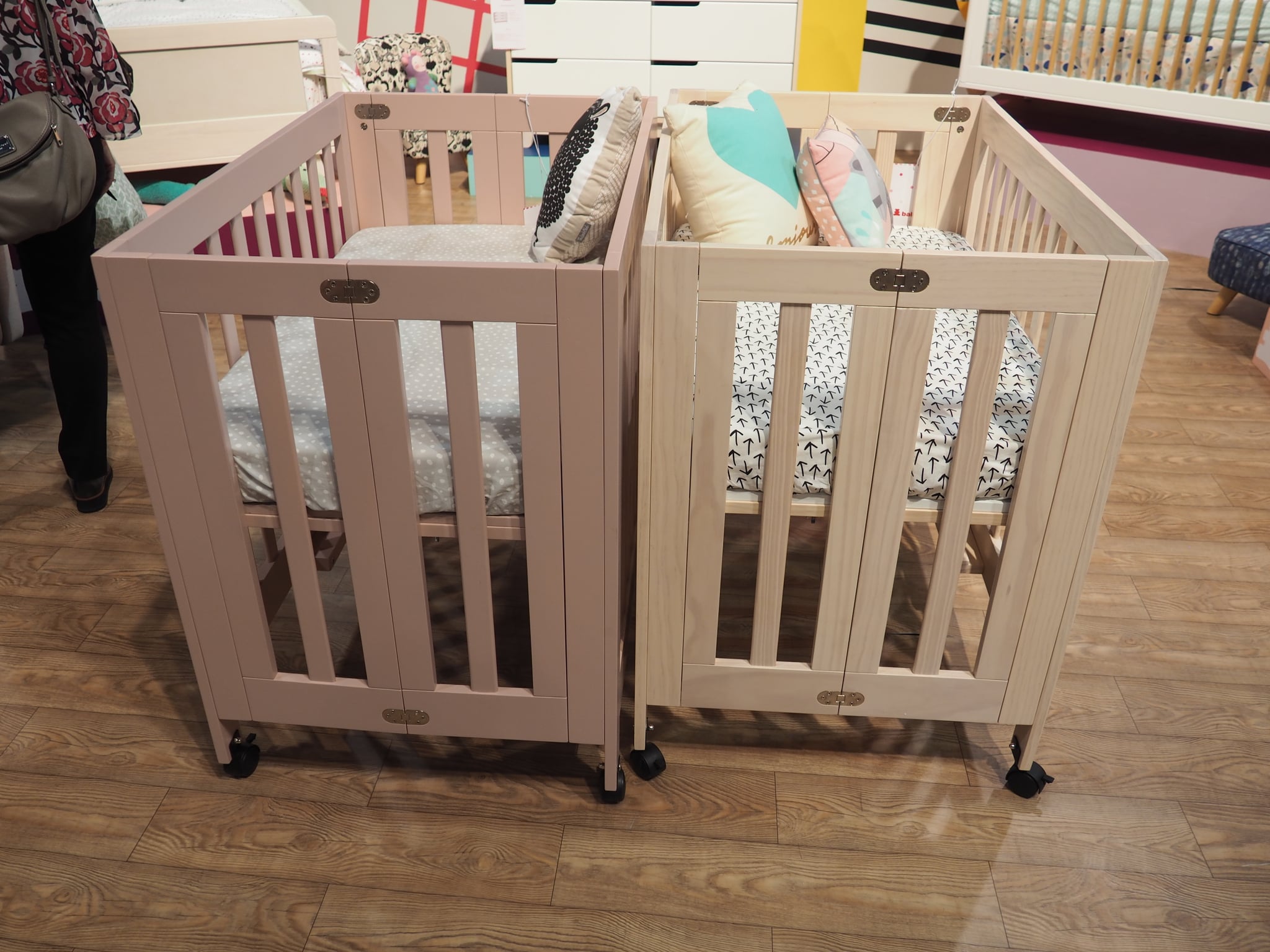 natural wood mini crib