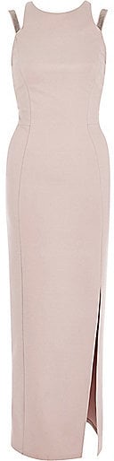 River Island Women's Nude Pink Jersey Embellished Strap Maxi Dress ($140)