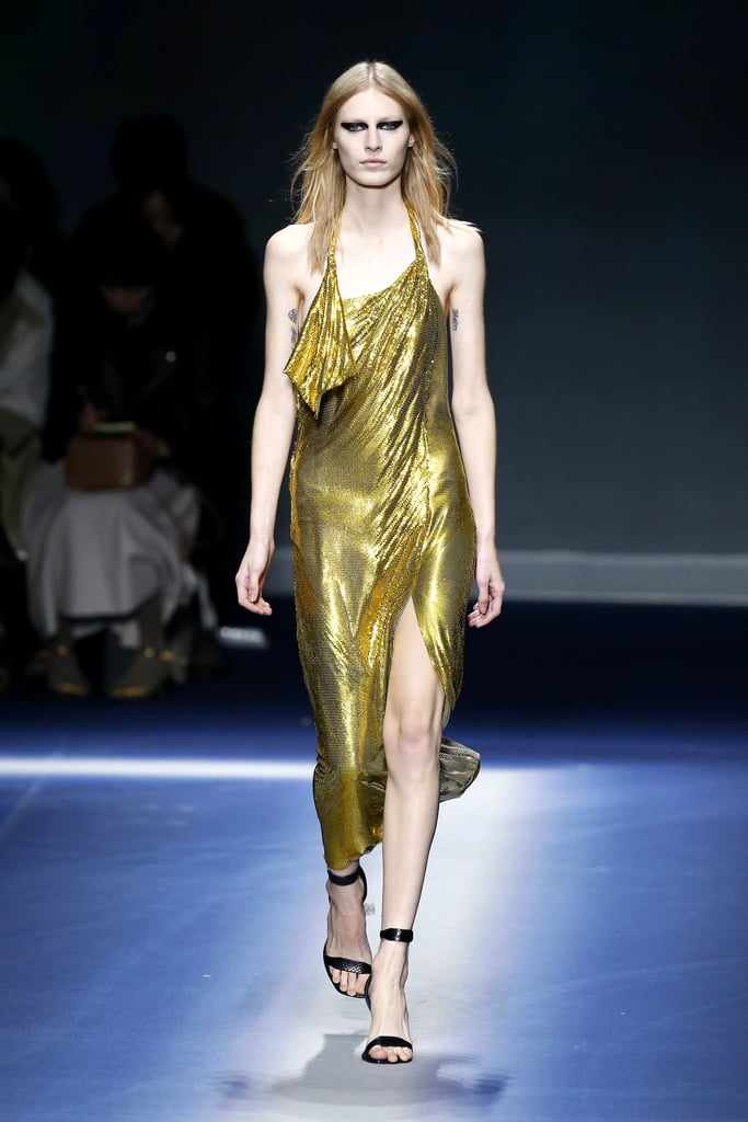 We think Naomi could pull off the slink of this Fall 2017 golden dress.