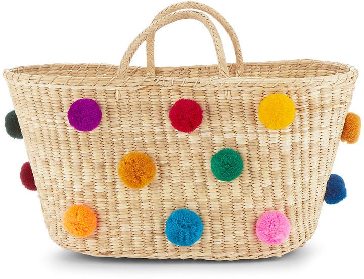 Nannacay Straw Large Joana Pom Pom Tote