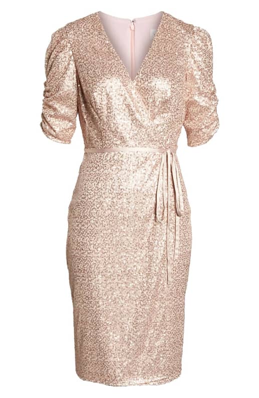 Eliza j sequin faux wrap dress clearance