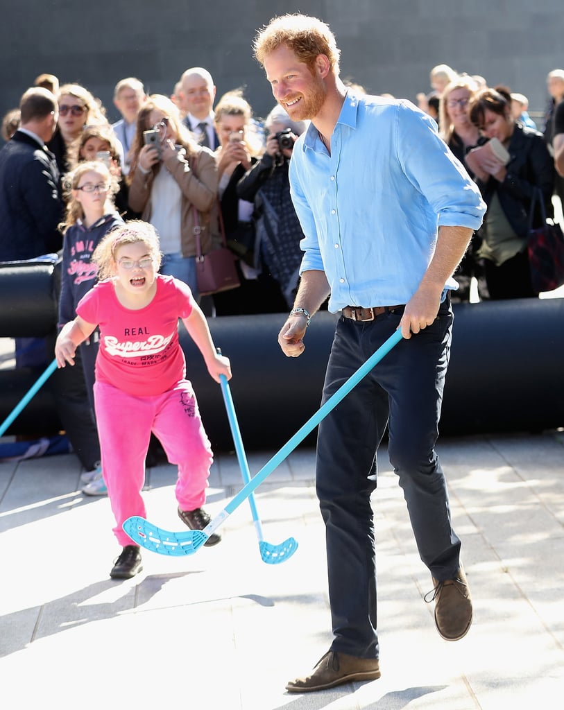 The royal played a fun game of street hockey with a group of kids during a visit to Robert Gordon University in Aberdeen, Scotland, in September. The royal played a fun game of street hockey with a group of kids during a visit to Robert Gordon University in Aberdeen, Scotland, in September.