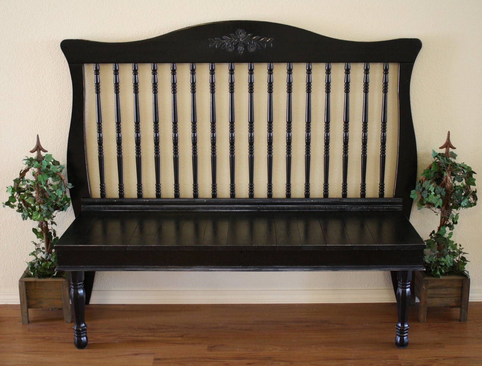 repurposed crib into desk
