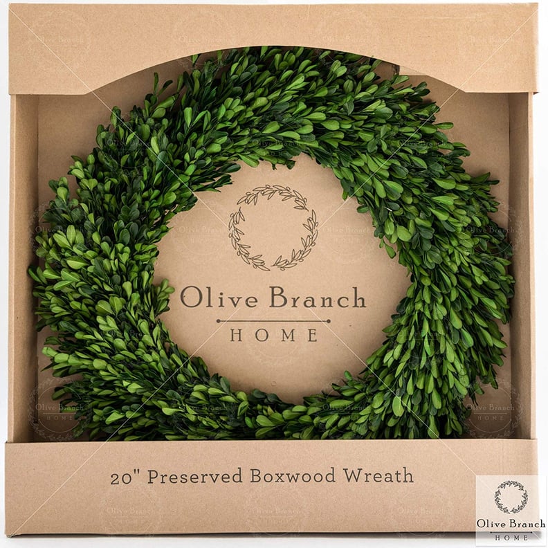 Olive Branch Home Preserved Boxwood Wreath With Gift Box