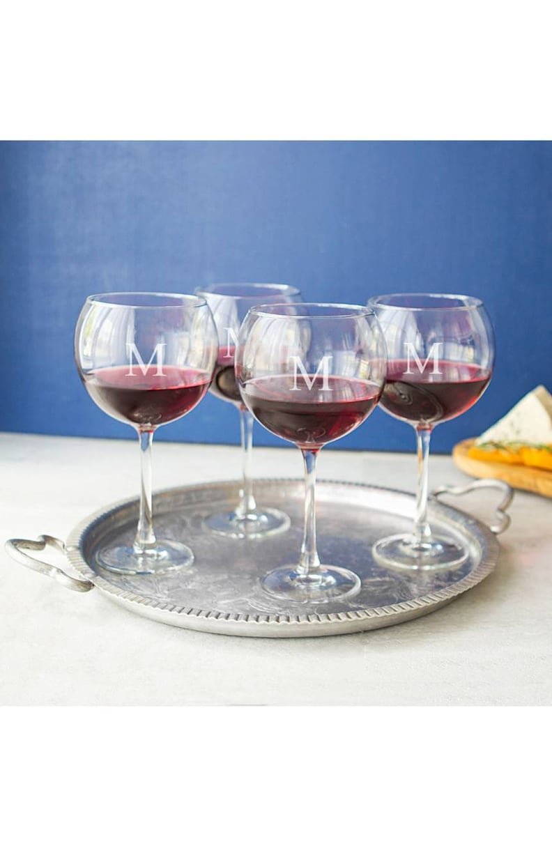 Cathy's Concepts Set of 4 Personalized Red Wine Glasses