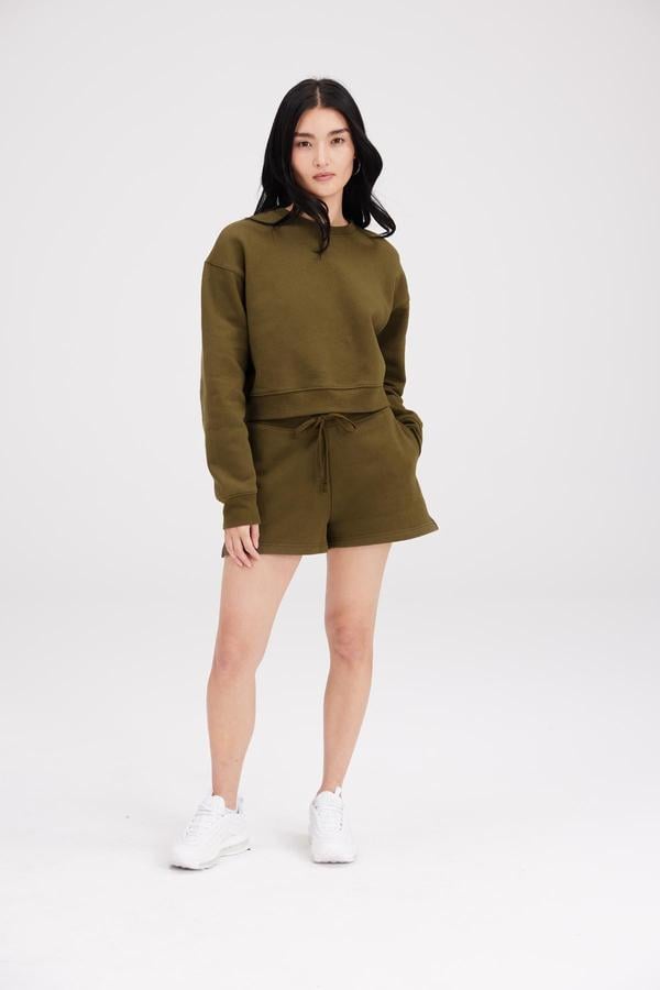 Girlfriend Collective Forest Classic Sweat Short and Cropped Sweatshirt