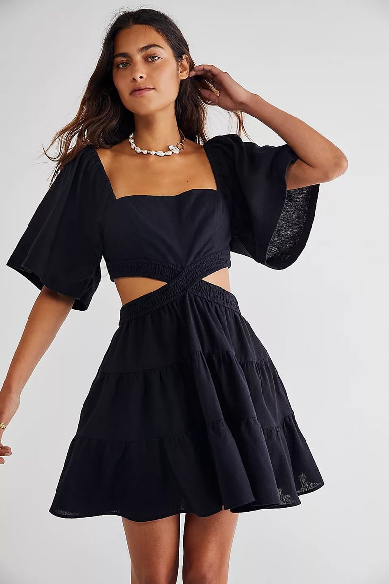 Free People Twist And Shout Mini Dress in Black