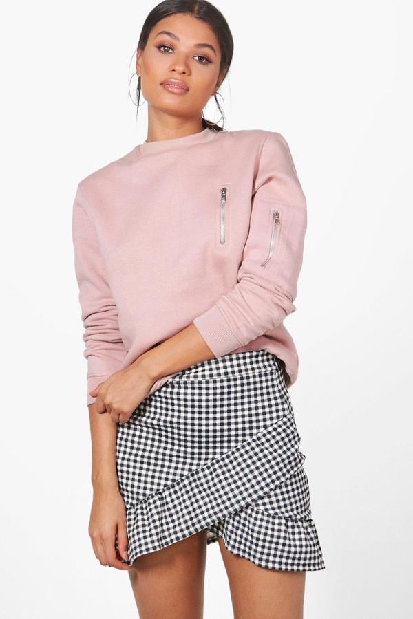 Boohoo Avalon Drop-Hem Gingham Miniskirt