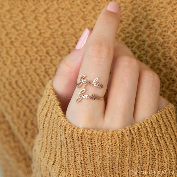 Caitlyn Minimalist Double Name Ring