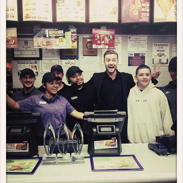 Justin Timberlake celebrated his big People's Choice Awards wins at — where else? — Taco Bell.
Source: Instagram user justintimberlake