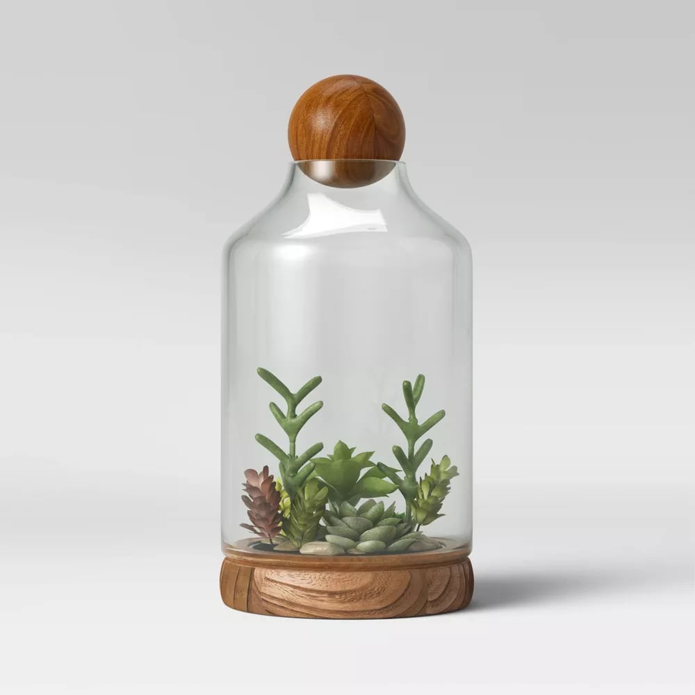 Smith & Hawken™ Recycled Glass/Wood Terrarium Blue
