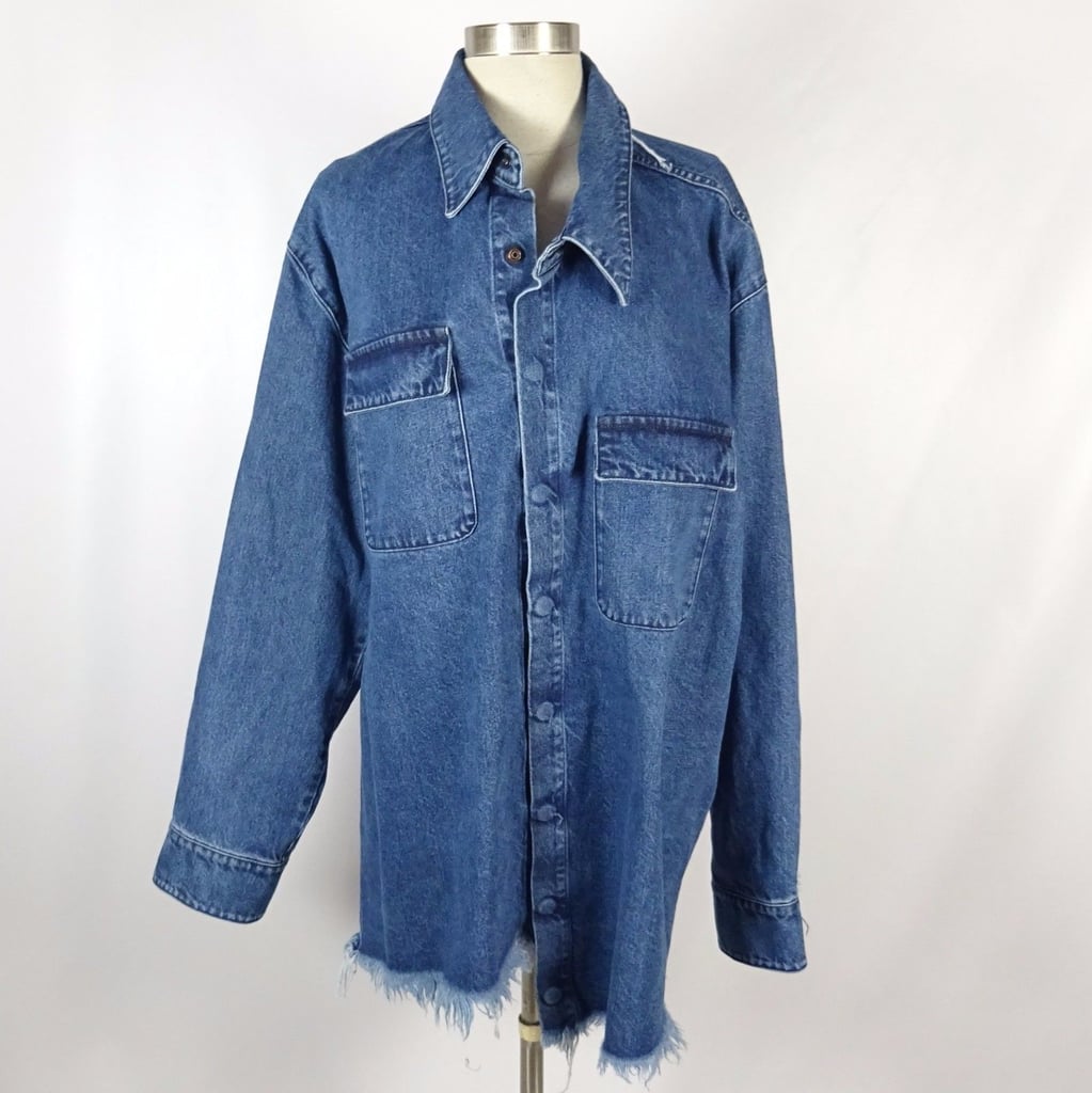 An Oversize Denim Button-Up