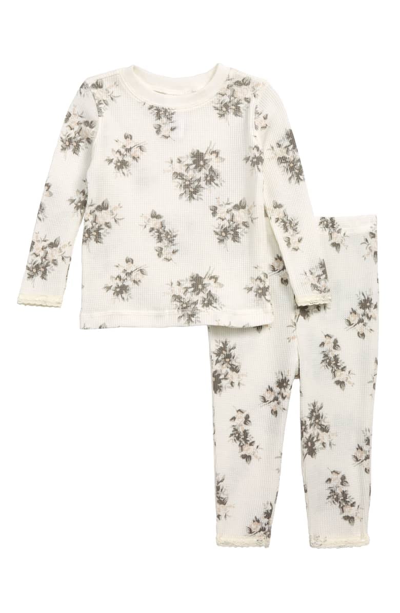 Something Navy Floral Thermal Pajamas For Baby