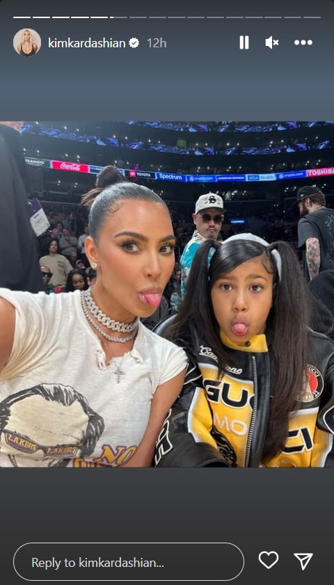 Kim Kardashian and North West Attend Lakers Game