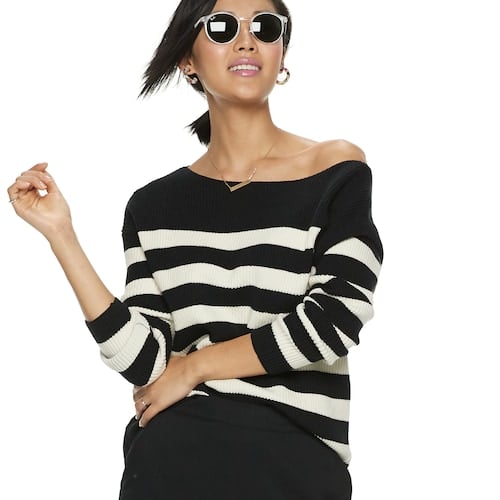 POPSUGAR Striped Oversized Boatneck Sweater