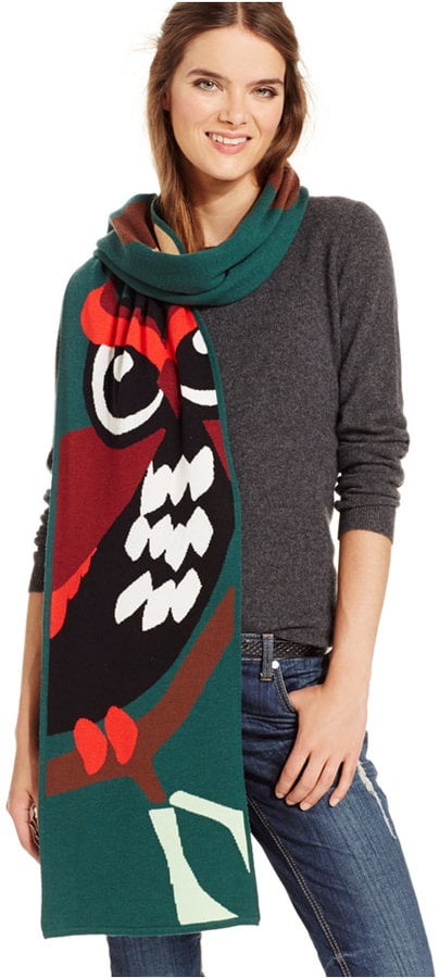 I'm all about accessorizing my puffers and wool toppers with furry stoles, but for my other coats? I'm digging Kate Spade's Owl-Printed Scarf  ($228), which will surely make a statement while keeping me warm.

— SS